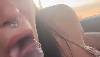 Melissa Lisboa'S Driving Skills Take A Backseat As She Performs Oral Sex And Receives A Facial Cumshot